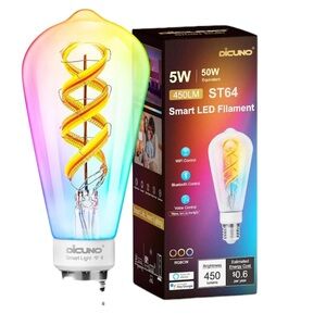 DiCUNO Smart Edison Bulb
ST64, Color Changing WiFi Smart Light Bulb, Vinatge